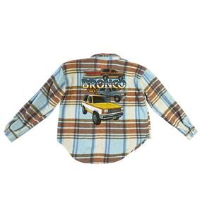 Ford Bronco Plaid Flannel Button Up Shirt Jacket Size Medium Shacket Gorpcore